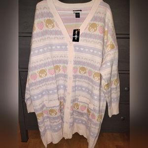 Hot Topic Plus Size Pink Bear Cardigan